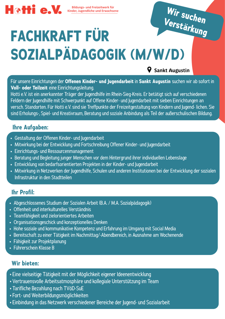 Stellenanzeigen Fachkraft für Sozialpädagogik